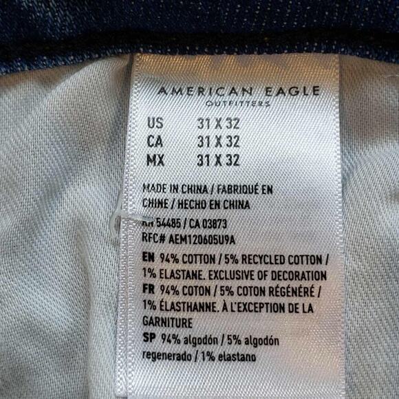 American Eagle AE Jeans Men’s Size 31x32 Flex Denim Slim 5-Pocket Distressed - Picture 9 of 11